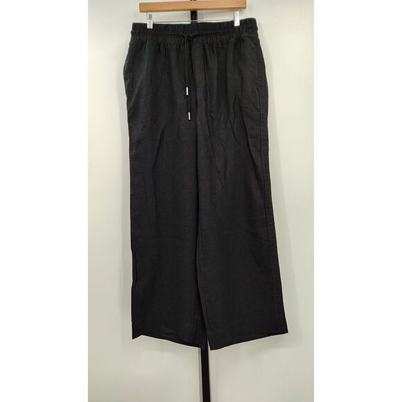 Quince Women 100% European Linen Wide Leg Pants Black Basic Skirt L - Picture 1 of 2